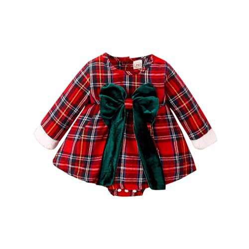 Bkazwe Baby Weihnachten Outfit Plaid Weihnachtskleid Weihnachtsoutfit Prinzessin Langarm Babykleidung Neugeborene Weiche Kleidung My First Christmas Weihnachts Kleid Kostüme von Bkazwe