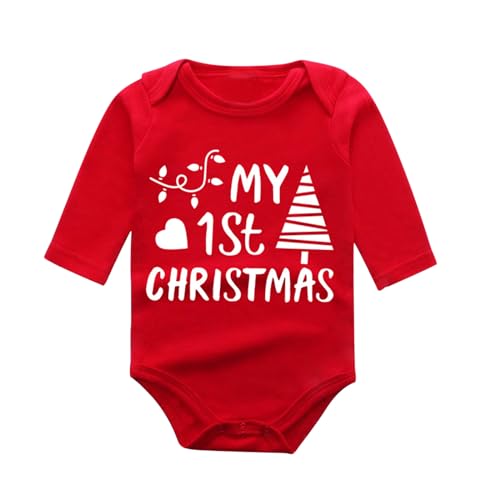 Bkazwe Babybody mit Spruch für Jungen Mädchen, Weihnachten Strampler Neugeborenes Santa Baby Kleidung Kinder Weihnachtsmann Kostüm Baby Weihnachten Outfit Baby Nikolaus Kostüm Mein erstes Weihnachten von Bkazwe