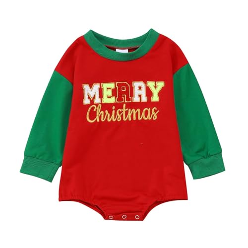 Bkazwe Babybody mit Spruch für Jungen Mädchen Baby Strampler Neugeborenes Weihnachten Kostüm Baby Pyjama Weihnachtsmann Kostüm Weihnachtsoutfit Baby Nikolaus Kostüm Mein erstes Weihnachten von Bkazwe