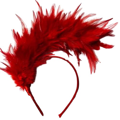 Bkazwe Bunt Feder Stirnband Fascinator Stirnbänder Cosplay Haarband Karneval Party Kopfschmuck Regenbogen Feder Haarreif Feder Kopfbedeckung Kostüm für Ostertag Hochzeit Halloween Party von Bkazwe