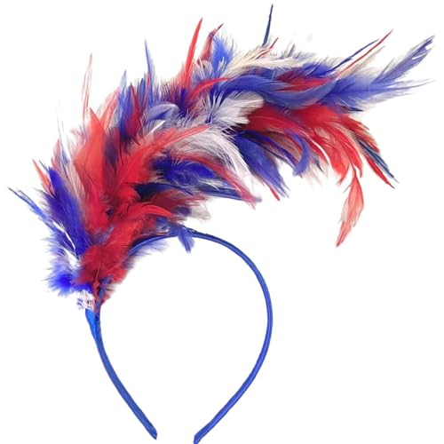 Bkazwe Bunt Feder Stirnband Fascinator Stirnbänder Cosplay Haarband Karneval Party Kopfschmuck Regenbogen Feder Haarreif Feder Kopfbedeckung Kostüm für Ostertag Hochzeit Halloween Party von Bkazwe