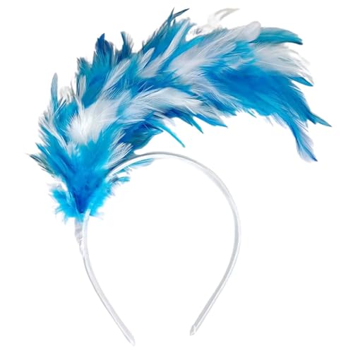 Bkazwe Bunt Feder Stirnband Fascinator Stirnbänder Cosplay Haarband Karneval Party Kopfschmuck Regenbogen Feder Haarreif Feder Kopfbedeckung Kostüm für Ostertag Hochzeit Halloween Party von Bkazwe