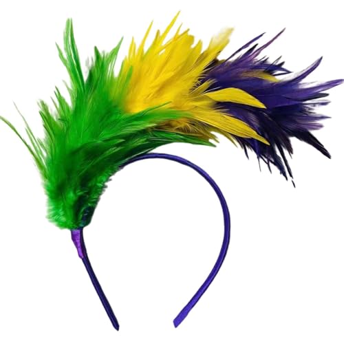 Bkazwe Bunt Feder Stirnband Fascinator Stirnbänder Cosplay Haarband Karneval Party Kopfschmuck Regenbogen Feder Haarreif Feder Kopfbedeckung Kostüm für Ostertag Hochzeit Halloween Party von Bkazwe