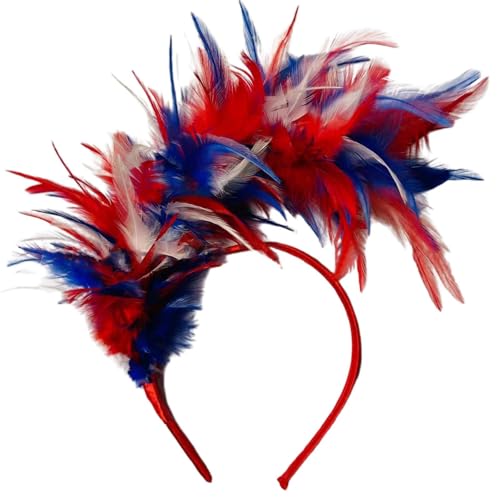 Bkazwe Bunt Feder Stirnband Fascinator Stirnbänder Cosplay Haarband Karneval Party Kopfschmuck Regenbogen Feder Haarreif Feder Kopfbedeckung Kostüm für Ostertag Hochzeit Halloween Party von Bkazwe