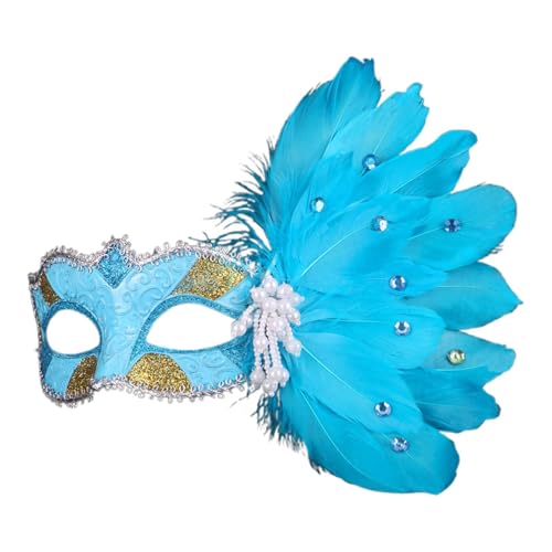 Bkazwe Damen Federmaske Maskerade Maske Venezianischen Maskerade Maske Maskenball Masken Kostüm Masquerade Mask für Karneval Cosplay Kostüm für Karneval Abendkleid von Bkazwe