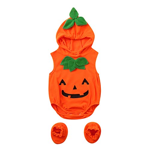 Bkazwe Halloween Kostüm Kürbis Kinder Babykleidung Set Strampler Bodysuit Kleidung Outfit Halloween Kostüm Kinder Jungs Lustige Kürbis Cosplay Party Kleidung My First Halloween von Bkazwe