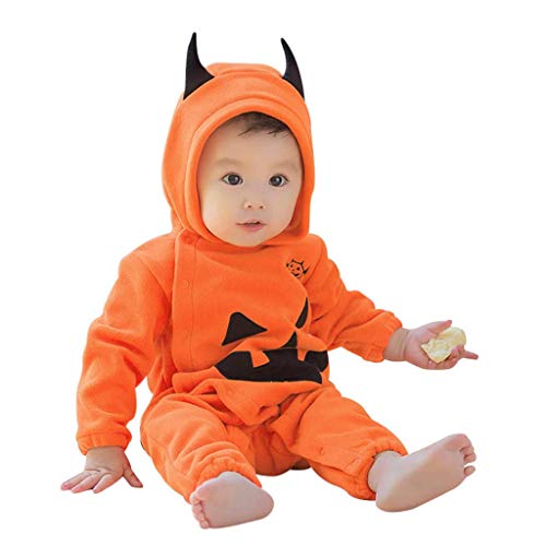 Bkazwe Halloween Kostüm Kürbis Kinder Babykleidung Set Strampler Bodysuit Kleidung Outfit Halloween Kostüm Kinder Mädchen Jungen Cosplay Kostüm Mädchen Jungen Faschingskostüm von Bkazwe