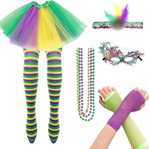 Bkazwe Kostüm 80er Jahre Damen Faschingskostüme Damen Accessoires Tüllrock Damen Karneval Kostüm Damen 80er Party Kleid Zubehör Kostüm Damen Fasching für Erwachsene Karneval von Bkazwe