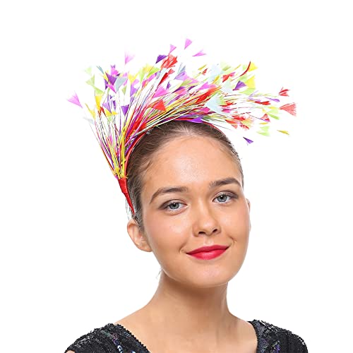 Bkazwe Regenbogen Haarreif Bunte Feder Haarschmuck Haarbänder, Regenbogen Kostüm Damen, Karneval Party Kopfschmuck Haarband Hochzeit Kopfbedeckung Fascinator Stirnbänder von Bkazwe