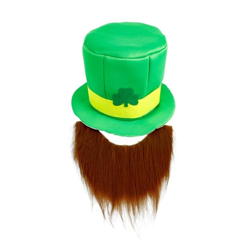 Bkazwe St. Patrick's Day Hut mit Kleeblatt Leprechaun Hut Grüne Kopfbedeckung mit irischem Kleeblatt Zylinder Hut grün Kleeblatt-Hut St. Patrick's Zylinder-Kostüm Holiday Costume Accessory von Bkazwe