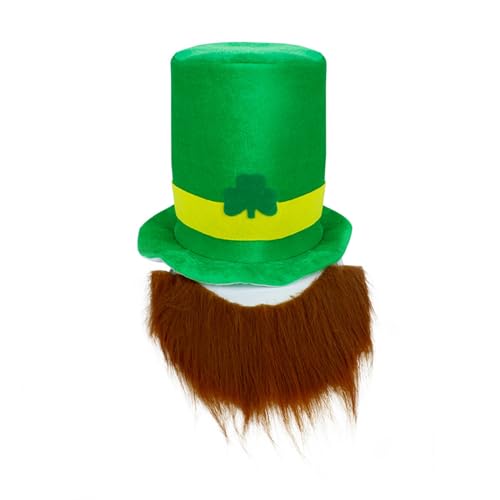 Bkazwe St. Patrick's Day Hut mit Kleeblatt Leprechaun Hut Grüne Kopfbedeckung mit irischem Kleeblatt Zylinder Hut grün Kleeblatt-Hut St. Patrick's Zylinder-Kostüm Holiday Costume Accessory von Bkazwe