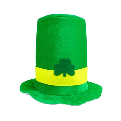 Bkazwe St. Patrick's Day Hut mit Kleeblatt Leprechaun Hut Grüne Kopfbedeckung mit irischem Kleeblatt Zylinder Hut grün Kleeblatt-Hut St. Patrick's Zylinder-Kostüm Holiday Costume Accessory von Bkazwe