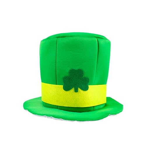 Bkazwe St. Patrick's Day Hut mit Kleeblatt Leprechaun Hut Grüne Kopfbedeckung mit irischem Kleeblatt Zylinder Hut grün Kleeblatt-Hut St. Patrick's Zylinder-Kostüm Holiday Costume Accessory von Bkazwe