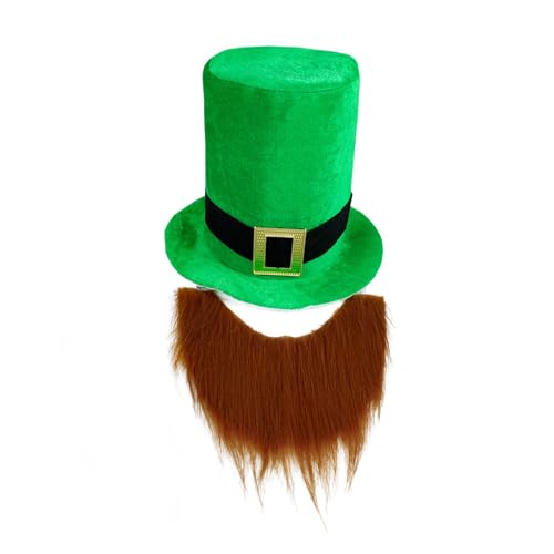 Bkazwe St. Patrick's Day Hut mit Kleeblatt Leprechaun Hut Grüne Kopfbedeckung mit irischem Kleeblatt Zylinder Hut grün Kleeblatt-Hut St. Patrick's Zylinder-Kostüm Holiday Costume Accessory von Bkazwe