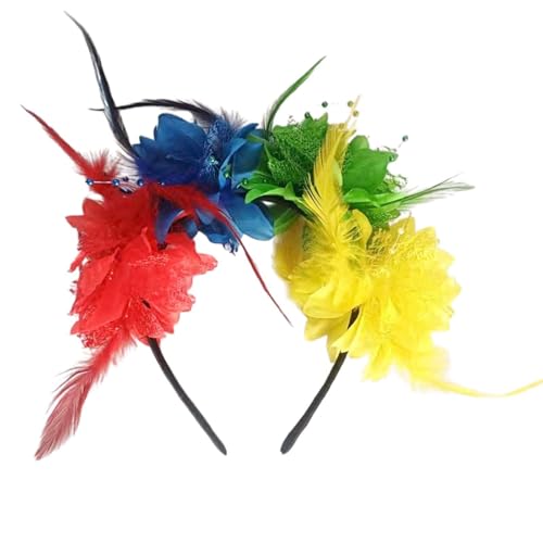 Feder Kopfschmuck Haarreif Vogel Karneval Haarschmuck Bunte Haarreifen Fascinator Regenbogen Papagei Federschmuck Brasilien Kostüm für Ostertag Hochzeit Carnival Party von Bkazwe