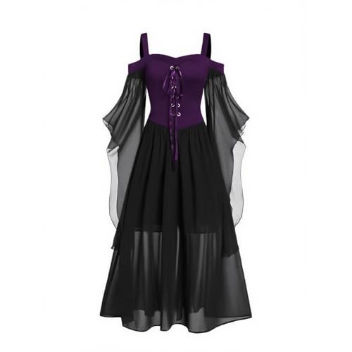 Halloween Kostüm Damen Gothic Kleidung Mittelalter Kleid Schwarz, Mittelalter Gebundene Taille Hexenkostüm, Vampir Renaissance Trompetenärmel Korsett, Erwachsene Karneval Steampunk Barock Halloween Kostüm Damen Gothic Kleidung Mittelalter Kleid Schwarz, Mittelalter Gebundene Taille Hexenkostüm, Vampir Renaissance Trompetenärmel Korsett, Erwachsene Karneval Steampunk Barock von Bkazwe