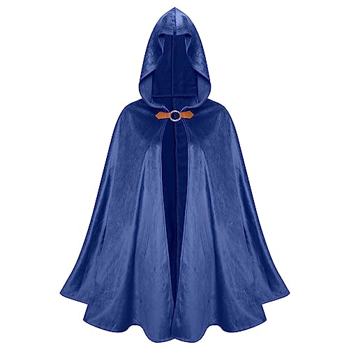 für Erwachsene Cape Kostüm Lose Mit Unisex Lange Kapuzenumhang Cape Herren Damen Halloween Halloween umhänge kostüm Cape für Halloween Cosplay Party (Blue, M) von Bkazwe