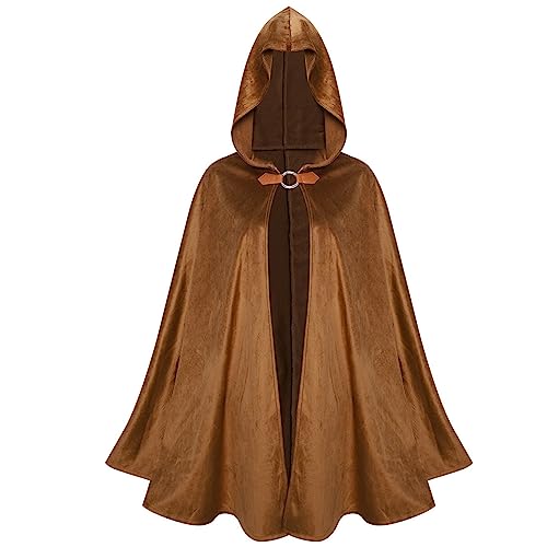 für Erwachsene Cape Kostüm Lose Mit Unisex Lange Kapuzenumhang Cape Herren Damen Halloween Halloween umhänge kostüm Cape für Halloween Cosplay Party (Brown, L) von Bkazwe