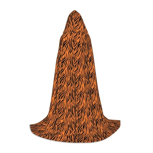 Bkdogkt Tiger Stripes Orange Pattern Print Halloween Versatile Hooded Cloak Carnival Theme Party Decorations Witch Costumes von Bkdogkt