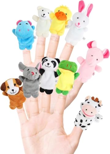 10 Stück Fingerpuppen-Set, Kinder-Fingerplüschtiere, niedliches Krabbeltier-Fingerspielzeug, Geburtstags-Weihnachtsparty-Geschenke von Bkemkri