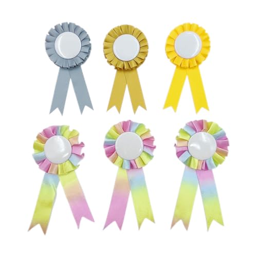 Bkemkri Rosetten für Gewinner, 6 Schleifen Regenbogen, Fun & Vibrant Hobby Horse Rosettes für Pferdezubehör Steckenpferd für Sportveranstaltungen Klassenzimmer Talentshows DIY-Partyzubehör von Bkemkri