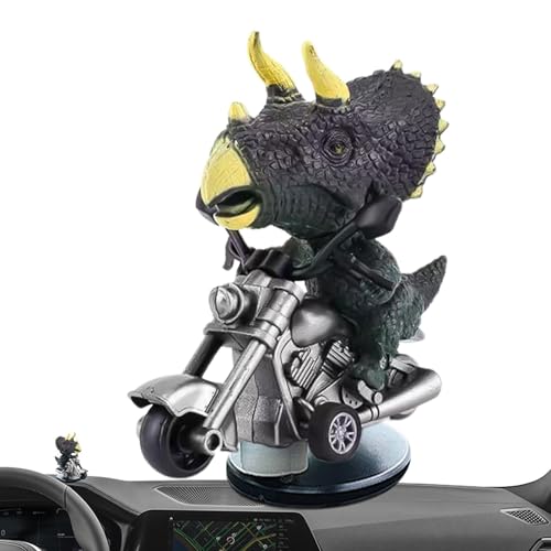 Bkljkf Auto-Armaturenbrett-T-Rex-Ornament, Tyrannosaurus Rex-Auto-Ornament,Auto-Dinosaurier-Drift-Ornament | Kreatives Dinosaurier-REIT-Motorrad-, neuartiges Auto-Dinosaurier-Ornament für die von Bkljkf