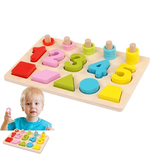 Bkljkf Farbanpassung Blockspielzeug, Formpassungsspiel - Form Sorter Number Board - Schulungsaktivität im Vorschulalter, lernende feinmotorische Fähigkeiten Lernspielzeug für Kinder über 3 Jahre alt von Bkljkf