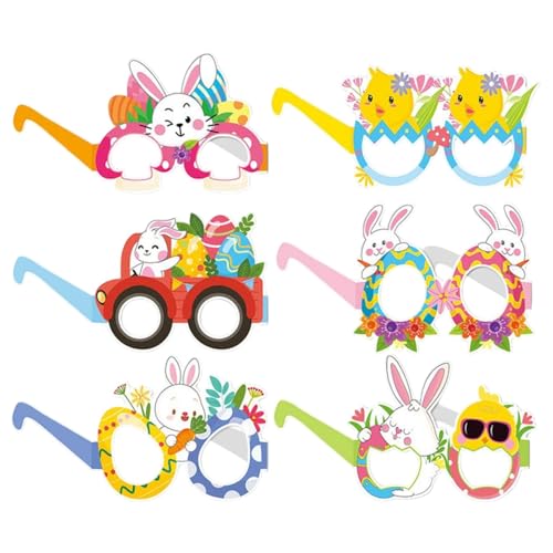 Bkljkf Hasenbrille für Kinder, Bunny Brille - 6x Chick Ostern Party Dekorationen Brille Rahmen,Lustige schöne Osterkorb Stuffers Supplies für Kinder und Erwachsene von Bkljkf