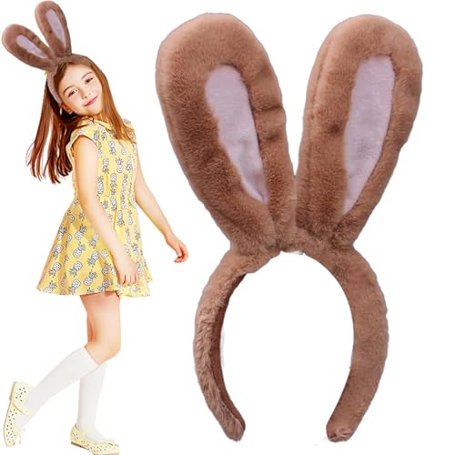 Bkljkf Hasenohren Stirnband,Osterhasen Stirnband - Hase Cosplay Stirnbänder - Plüsch-Fuzzy-Ohren-Kopfbedeckung, süßes Hasenohren-Kostüm für Kinder, Ostern, Geburtstag von Bkljkf