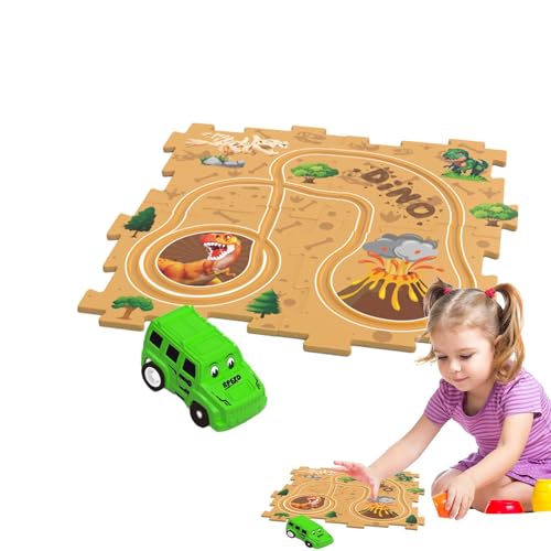 Bkljkf Puzzle-Autobahn-Spielzeug, Puzzle-Autobahn-Spielset | Puzzle-Rennstrecken,Pädagogisches Triebwagen-Bodenpuzzle-Spielzeug, Kinderauto-Gleisset für Urlaub, Geburtstag von Bkljkf