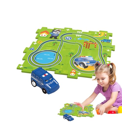 Bkljkf Puzzle-Rennstreckenauto-Spielset, Puzzle-Rennstreckenauto-Set | Puzzle-Rennstrecken,Pädagogisches Triebwagen-Bodenpuzzle-Spielzeug, Kinderauto-Gleisset für Urlaub, Geburtstag von Bkljkf