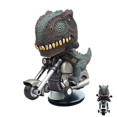 Bkljkf T-Rex Auto-Armaturenbrett-Figur,Tyrannosaurus Rex Auto-Figur - Auto-Dinosaurier-Drift-Ornament,Kreatives Dinosaurier-Reit-Motorrad-, neuartiges Auto-Dinosaurier-Ornament für die Auto-Innenation von Bkljkf