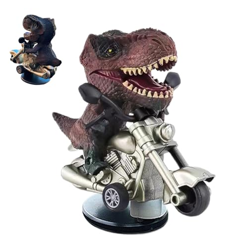 Bkljkf Tyrannosaurus Rex Auto-Ornament, T-Rex Auto-Armaturenbrett-Figur, Treibender Dinosaurier-REIT-Motorrad-, Kreatives Dinosaurier-REIT-Motorrad-, neuartiges Auto-Dinosaurier-Ornament für die von Bkljkf