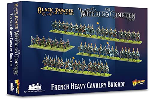 Warlord Black Powder Epische Schlachten Waterloo: Französische schwere Kavallerie Brigade Militärtisch Top Wargaming Kunststoff Modellbausatz 312002003 von Warlord Games