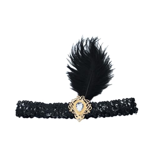 1 Stück Federschmuck,Stirnband,Feder Hohler Stil Strasssteine Haarband,Gatsby Kostüm Accessoires,Feather Haarreif,Stirnbänder,Boho Haarschmuck für Karneval Halloween Verkleiden,Transparent D,22cm von Blausky