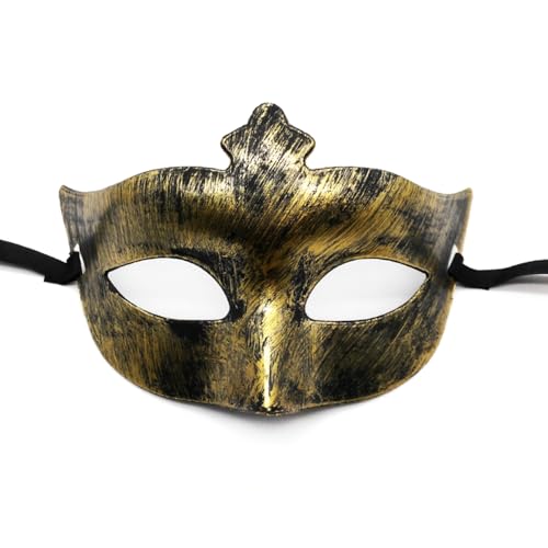 1 Stück Herren Maske,Venezianischen Maske,Masquerade Masken,Halloweenmasken,Augenmaske,Halbgesichtsmaske,Antike Masken,Partyzubehör,für Halloween Party Abend Maskerade Karneval,Golden A,17x10cm von Blausky
