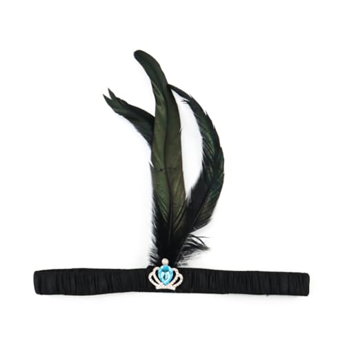 Blausky 1 Stück Federschmuck,Stirnband Dame,Feder Strasskrone Haarband,Gatsby Kostüm Accessoires,Feather Haarreif,Stirnbänder,Boho Haarschmuck für Karneval Halloween Verkleiden,Blau D,25x25cm von Blausky