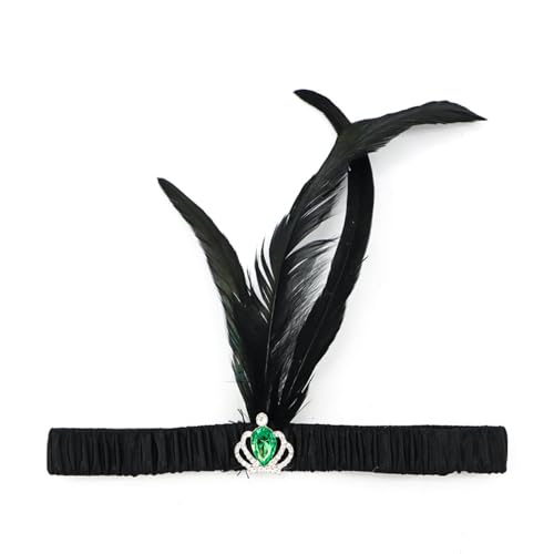 Blausky 1 Stück Federschmuck,Stirnband Dame,Feder Strasskrone Haarband,Gatsby Kostüm Accessoires,Feather Haarreif,Stirnbänder,Boho Haarschmuck für Karneval Halloween Verkleiden,Grün A,25x25cm von Blausky