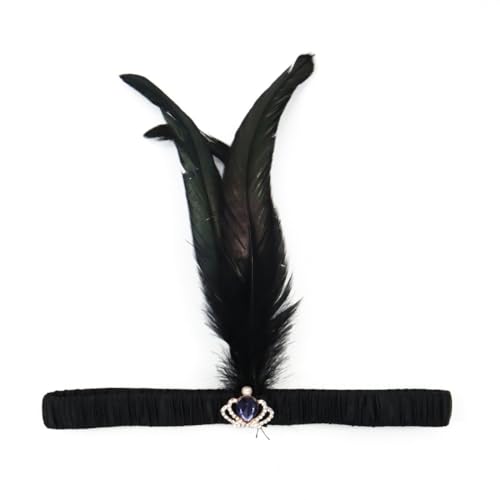 Blausky 1 Stück Federschmuck,Stirnband Dame,Feder Strasskrone Haarband,Gatsby Kostüm Accessoires,Feather Haarreif,Stirnbänder,Boho Haarschmuck für Karneval Halloween Verkleiden,Lila A,25x25cm von Blausky