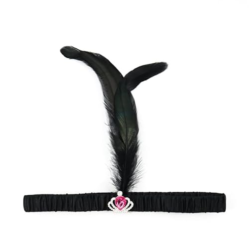 Blausky 1 Stück Federschmuck,Stirnband Dame,Feder Strasskrone Haarband,Gatsby Kostüm Accessoires,Feather Haarreif,Stirnbänder,Boho Haarschmuck für Karneval Halloween Verkleiden,Rosa,25x25cm von Blausky