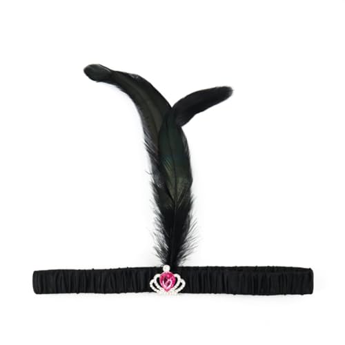 Blausky 1 Stück Federschmuck,Stirnband Dame,Feder Strasskrone Haarband,Gatsby Kostüm Accessoires,Feather Haarreif,Stirnbänder,Boho Haarschmuck für Karneval Halloween Verkleiden,Rot C,25x25cm von Blausky