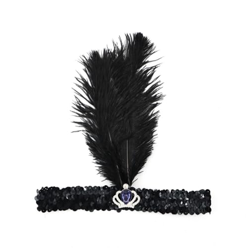 Blausky 1 Stück Federschmuck,Stirnband Dame,Feder Strasssteine Haarband,Gatsby Kostüm Accessoires,Feather Haarreif mit Pailletten,Boho Haarschmuck für Karneval Halloween Verkleiden,Lila,20x20cm von Blausky