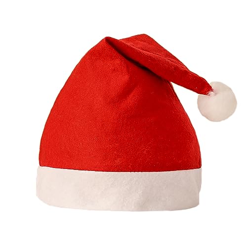 Blausky 12 Stück Weihnachtsmützen,Vliesstoff Weihnachtsmütze,Santa Mütze,Nikolausmütze,Weihnachtsdekorationen,Unisex Weihnachten Mützen,für Erwachsene und Kinder,Weihnachten,Rot L,35x27cm von Blausky