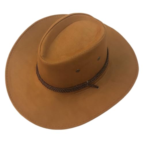 Blausky Cowboyhut für Männer & Frauen,Western Cowboyhüte Retro Cowboy Hut Breite Krempe Sonnenhut Wildleder-Reisehut Westernhut Westernstyle Kopfbedeckung für Karneval Mottoparty,Dunkelorange von Blausky