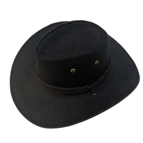 Blausky Cowboyhut für Männer & Frauen,Western Cowboyhüte Retro Cowboy Hut Breite Krempe Sonnenhut Wildleder-Reisehut Westernhut Westernstyle Kopfbedeckung für Karneval Mottoparty,Schwarz von Blausky