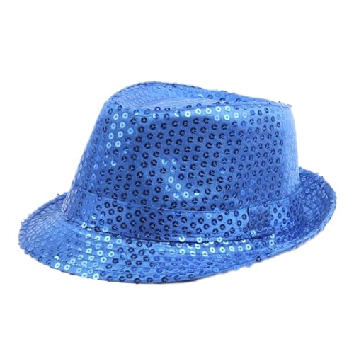 Pailletten Hut Unisex,Disco-Hut Partyhut Glitter,Paillettenhut Westernstyle Cowboyhut Glitzerhut Faschingshut Westernhut Disco Outfit für Erwachsene,Karneval Themenparty Mottoparty,58cm Marineblau von Blausky