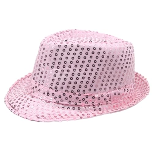 Pailletten Hut Unisex,Disco-Hut Partyhut Glitter,Paillettenhut Westernstyle Cowboyhut Glitzerhut Faschingshut Westernhut Disco Outfit für Erwachsene,Karneval Themenparty Mottoparty JGA,58cm Pink von Blausky