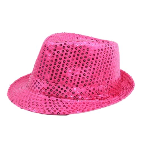 Pailletten Hut Unisex,Disco-Hut Partyhut Glitter,Paillettenhut Westernstyle Cowboyhut Glitzerhut Faschingshut Westernhut Disco Outfit für Erwachsene,Karneval Themenparty Mottoparty JGA,58cm Rosenrot von Blausky