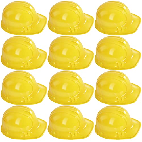 Blcculi Bauhelm für Kinder,Schutzhelm Kinder Bauparty-Hüte Spielzeug,Bauarbeiterhelm Kinder,Safety Helmet Yellow,Weiche Gelber Bauhelm für Kinder,Bauparty Anziehzubehör(Gelb,12 Stk) von Blcculi