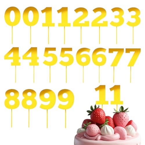 Bliceon 20 Stück Gold Acryl 0-9 Zahlen Kuchen Topper Glänzende Glitzer Cupcake Dekorationen für Geburtstage, Hochzeiten, Jubiläen, Partys, Nachtclubs von Bliceon